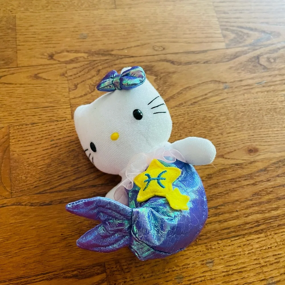 Sanrio white purple hello kitty mermaid small plush 6”